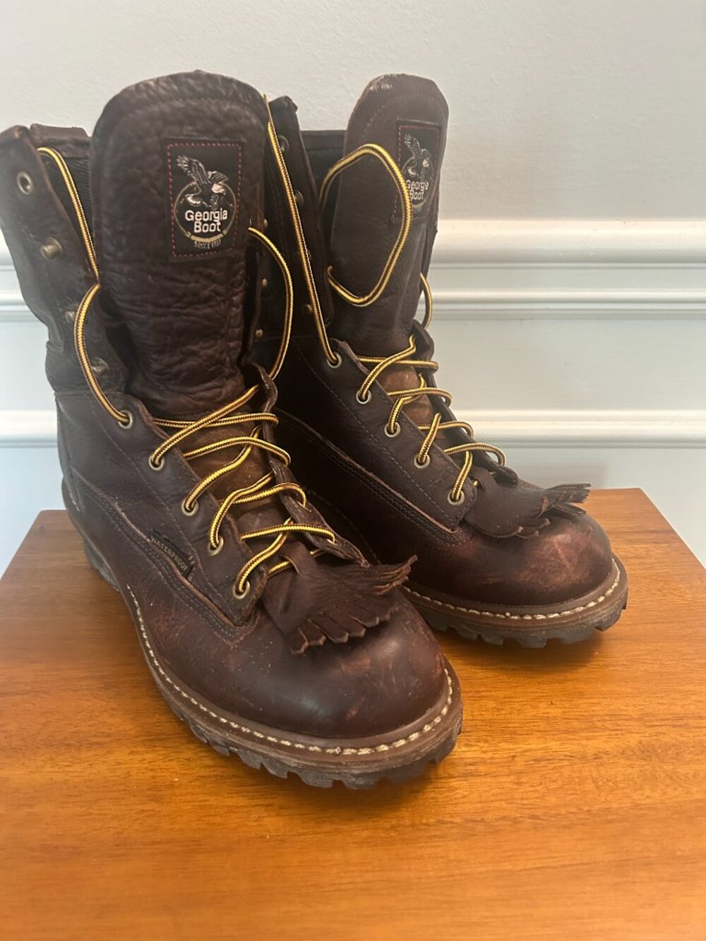 Georgia Boot Leather Logging Boots Mens brown G7113 - Picture 5 of 8